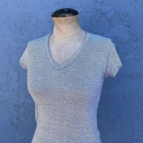 1980s Striped Baby tee Size M/L Retro T-shirt Scoop neck - Picture 4 of 10